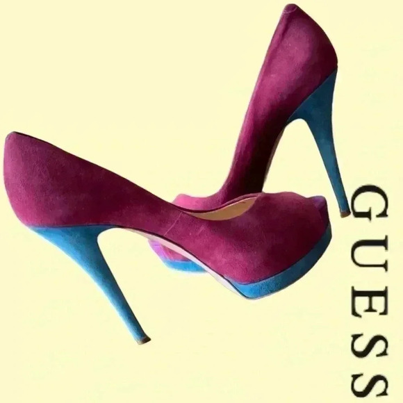 Guess  Colour Block Suede Heels - Picture 1 of 11